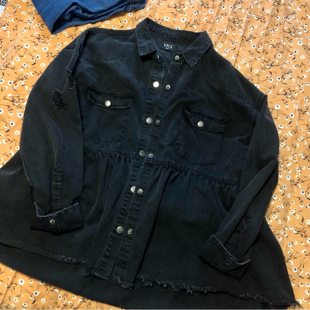 Black denim jacket